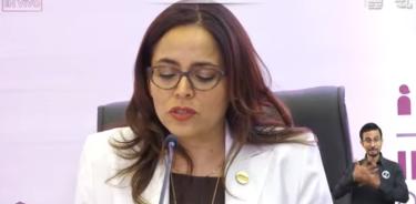 Brenda Canchola Elizarraraz, consejera presidenta del IEEG, en sesión de vigilancia