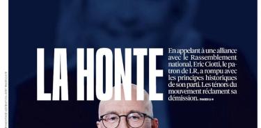 El diario Liberation encabezó su portada sobre la pretendida alianza de Ciotti y Le Pen con un contundente: 