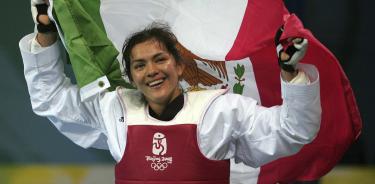 Maria del Rosario Espinoza ganadora de la medalla de oro, de la division de 67 kgs durante la final de los Juegos Olimpicos 2008 en Beijing. MEXSPORT/VICTOR STRAFFON