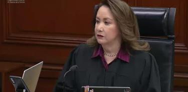 La ministra Yasmín Esquivel Mossa, durante el debate público de la Suprema Corte.