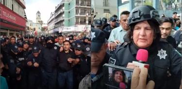 La alcaldesa morenista de San Andrés Tuxtla, María Elena Solana Calzada, se vistió de policía municipal para poder abandonar la alcaldía/