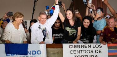 Mitin del candidato opositor Edmundo González Urrutia y la líder opositora inhabilitada, María Corina Machado, el pasado domingo en Caracas