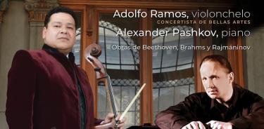 El  violonchelista Adolfo Ramos y el pianista ruso Alexander Pashkov.