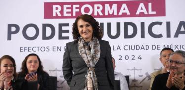 La diputada federal electa Dolores Padierna en el Foro sobre la reforma al Poder Judicial