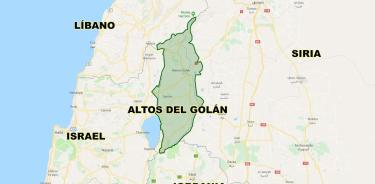 Mapa de la zona donde están los Altos del Golán.