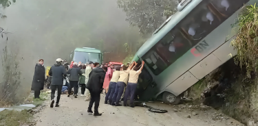 El autobús siniestrado con los turistas camino de Machu Picchu