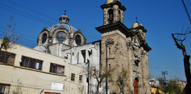 Una vista del Santuario de Nuestra Señora de los Ángeles antes de los  sismos de 2017.