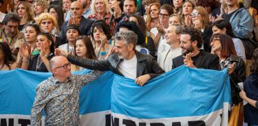 Imagen de la protesta del cine argentino en San Sebastián.