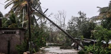 Postes de energía afectados por el paso del huracán 'John' en la localidad Maruquelia del balneario de Acapulco