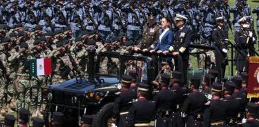 La presidenta de México, Claudia Sheinbaum, encabezó la primer Ceremonia de salutación de las Fuerzas Armadas y Guardia Nacional, como comandata suprema