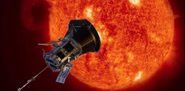 Representación artística de Parker Solar Probe Concepto artístico de la nave espacial Parker Solar Probe acercándose al sol.