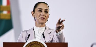 Claudia Sheinbaum, presidenta de México, en una conferencia de prensa matutina en Palacio Nacional. EFE